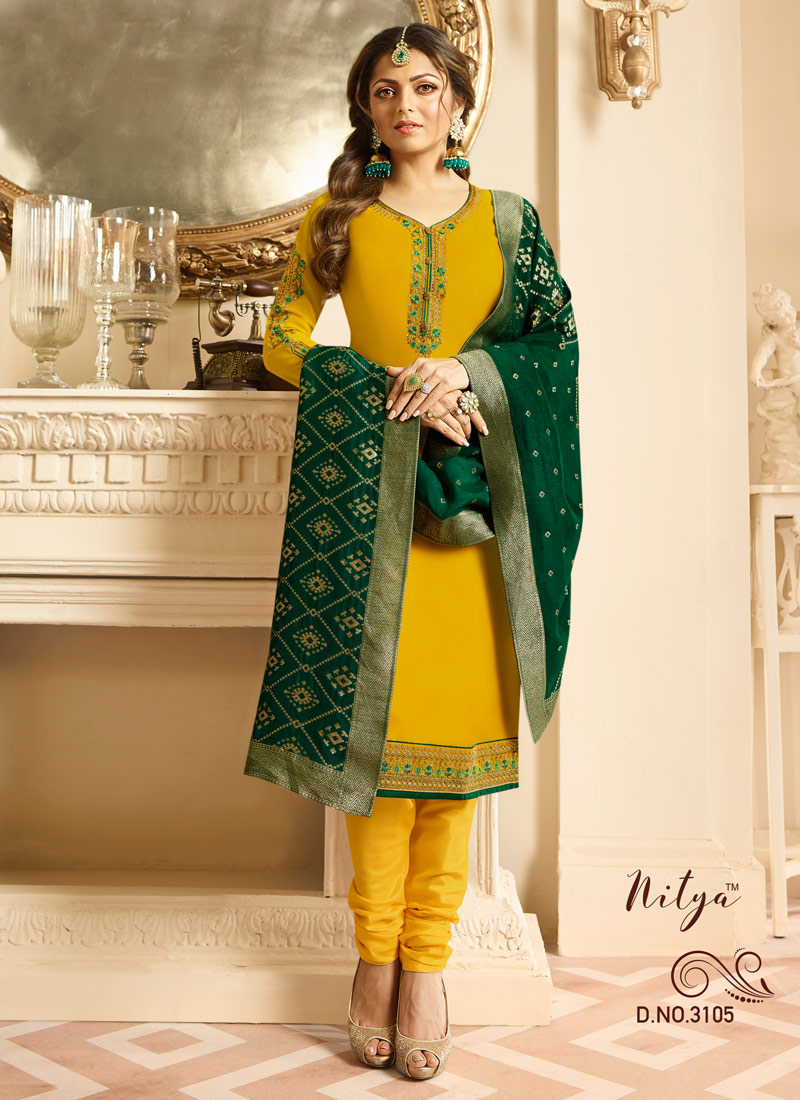 Yellow green salwar suit best sale